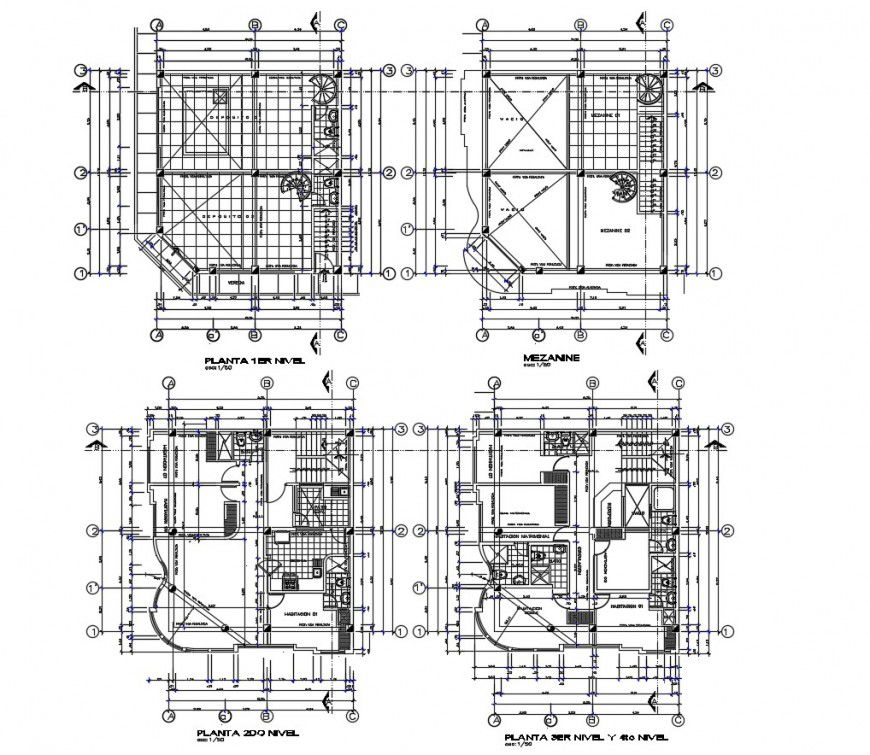 Floors plan of hotel in auto cad