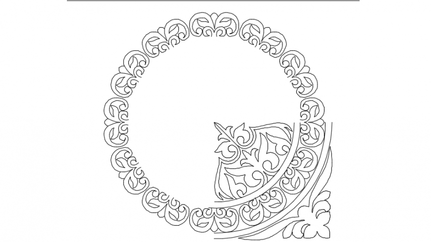 Floral design of floor 2d detail dwg file