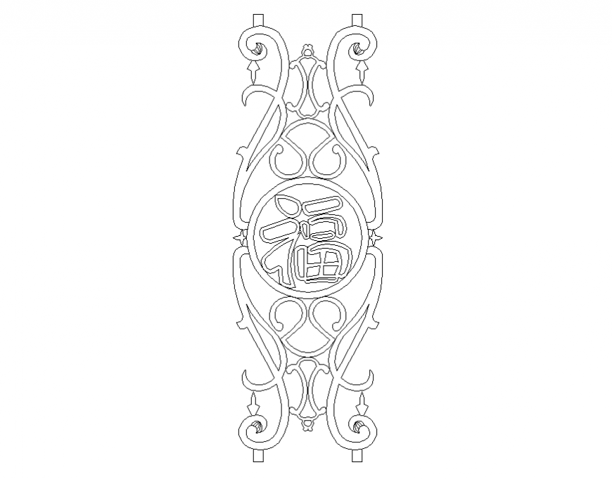 Floral pattern railing design block details dwg file