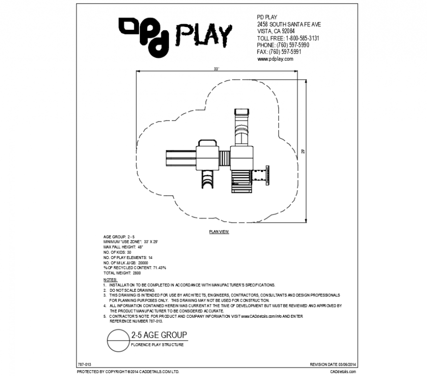 Florence park play structure and plan details dwg file