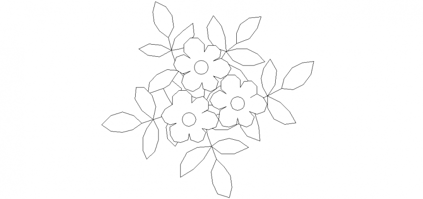 Flower design view with a plan of block view dwg file