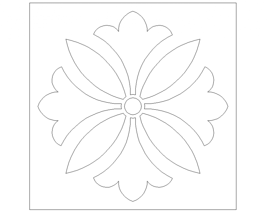 Flower pattern tile design block cad drawing details dwg file