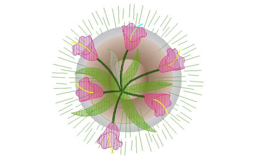 Flower plants detail 2d drawing in AutoCAD