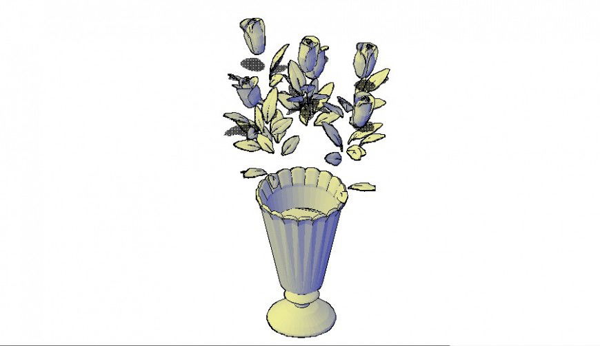 Flower pot detail 3d model layout file in autocad format