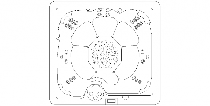 Flower shape design view with bathroom tub design dwg file
