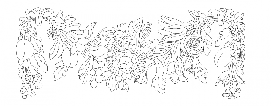 Flower shape pattern design with interior view dwg file