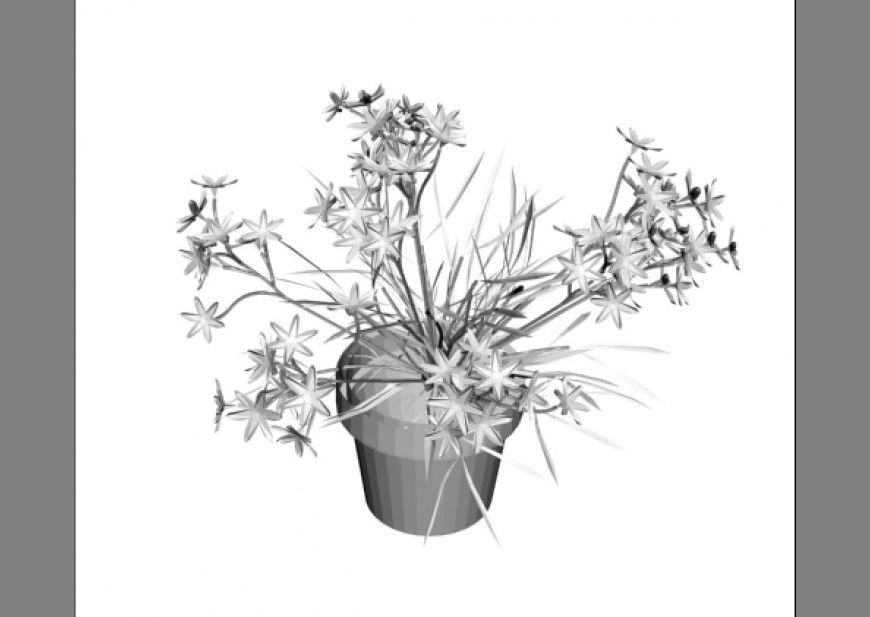 Flower tree plant in pot 3d elevation cad drawing details max file