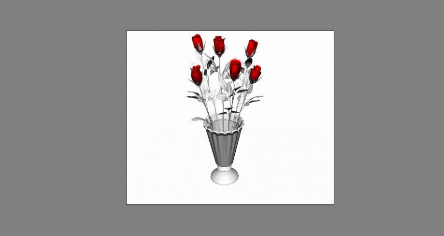 Flower vase with roses 3d model cad drawing details max file