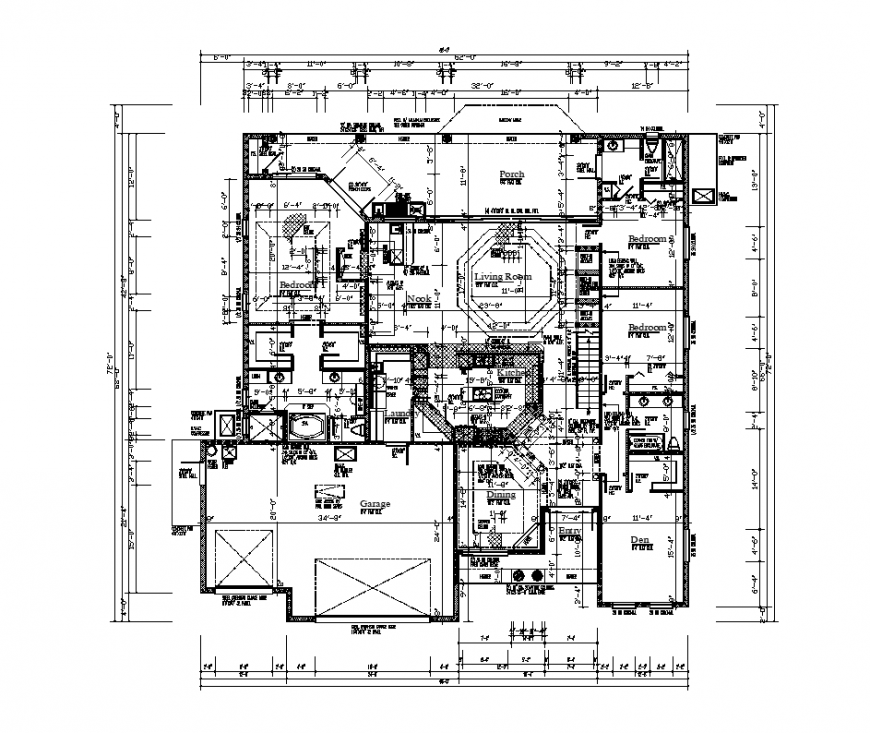 FLR 1 residential area plan architectural detail dwg file