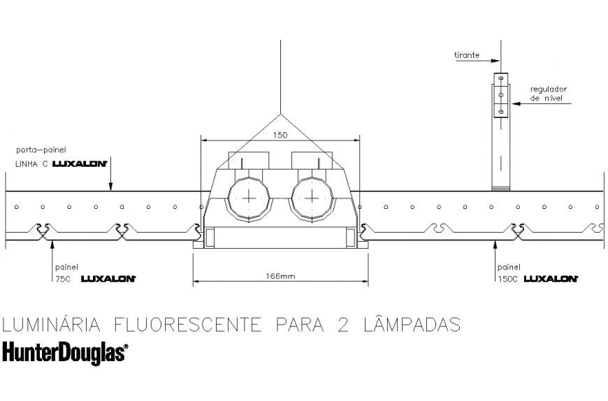Fluorescent luminaries for lamps plan detail dwg file
