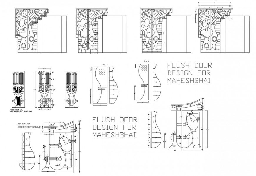 Flush door elevation blocks cad drawing details dwg file