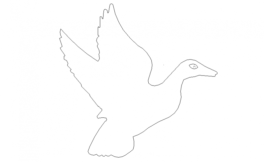 Flying duck side elevation block cad drawing details dwg file