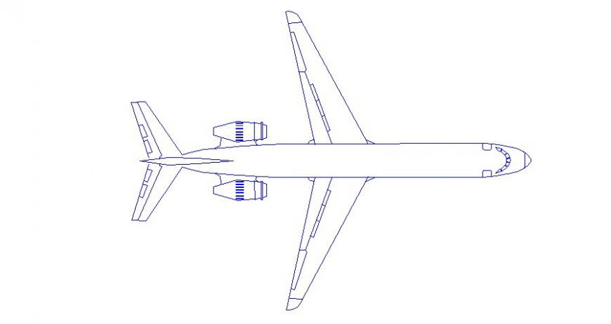 Flying position plan of air plane block in AutoCAD