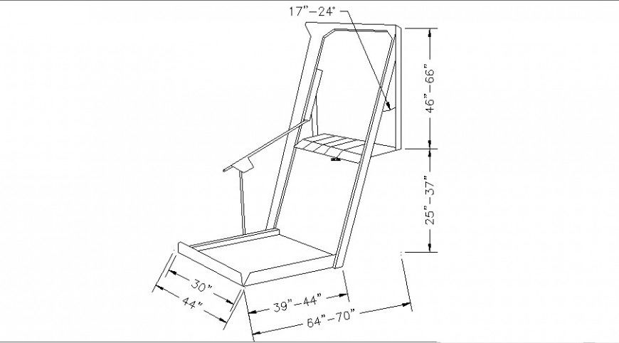 Folding chair 2d elevation block cad drawing details dwg file