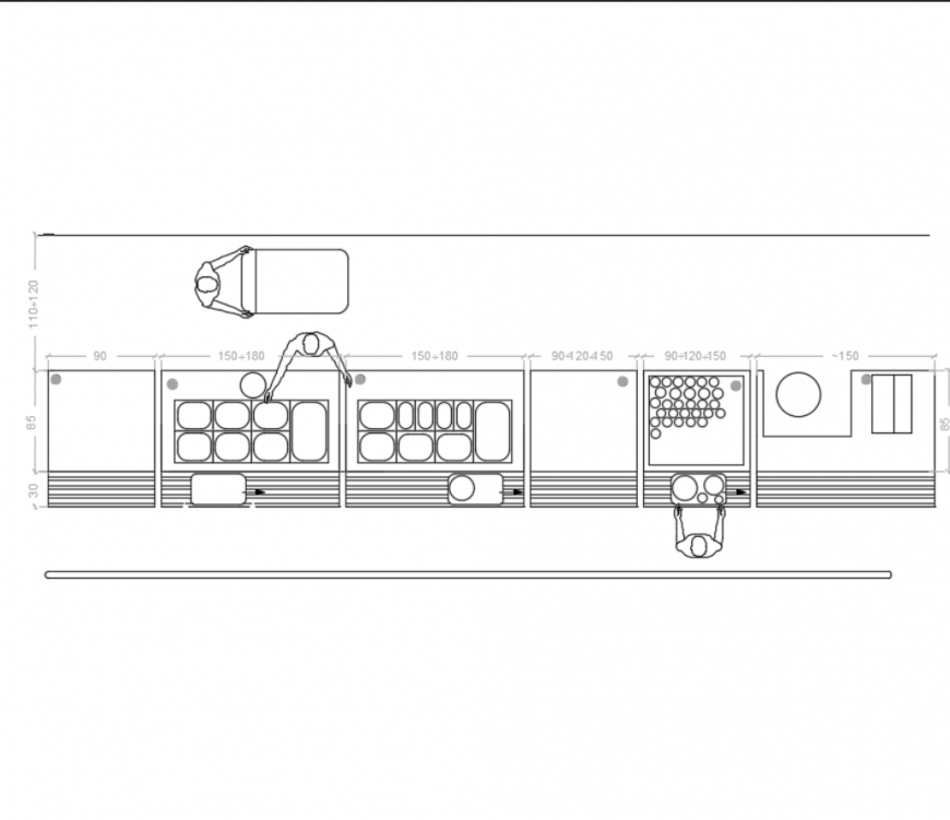 Food court counter of corporate office cad drawing details dwg file