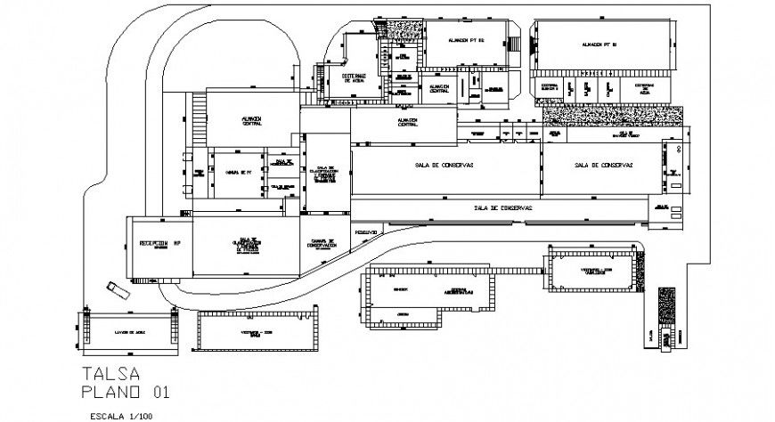 Food processing plant architecture layout plan cad drawing details dwg file