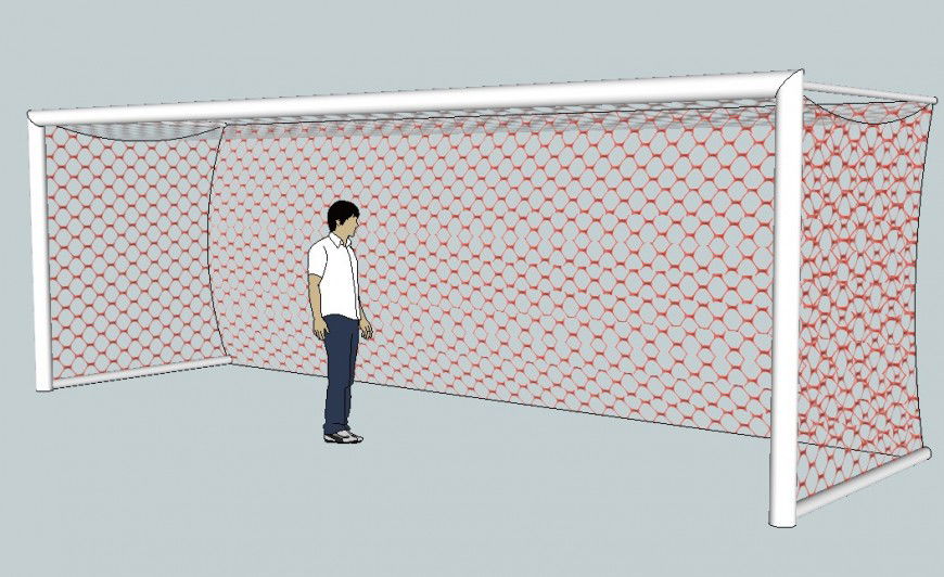 Foot-ball game net detail 3d model layout CAD block sketch-up file