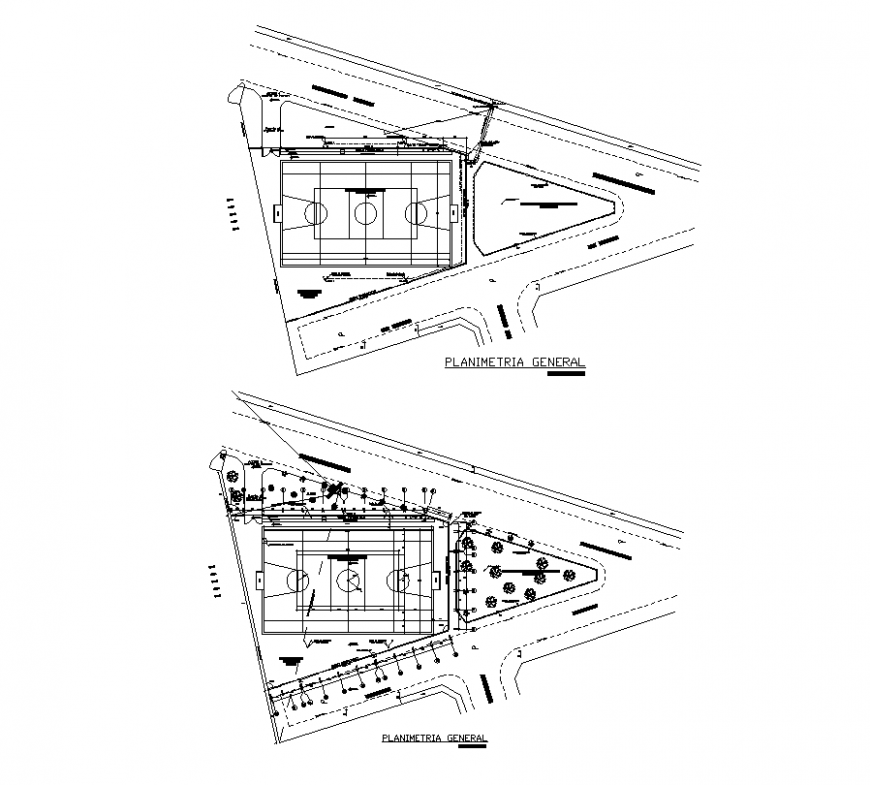 Foot-ball ground detail plan 2d view layout autocad file