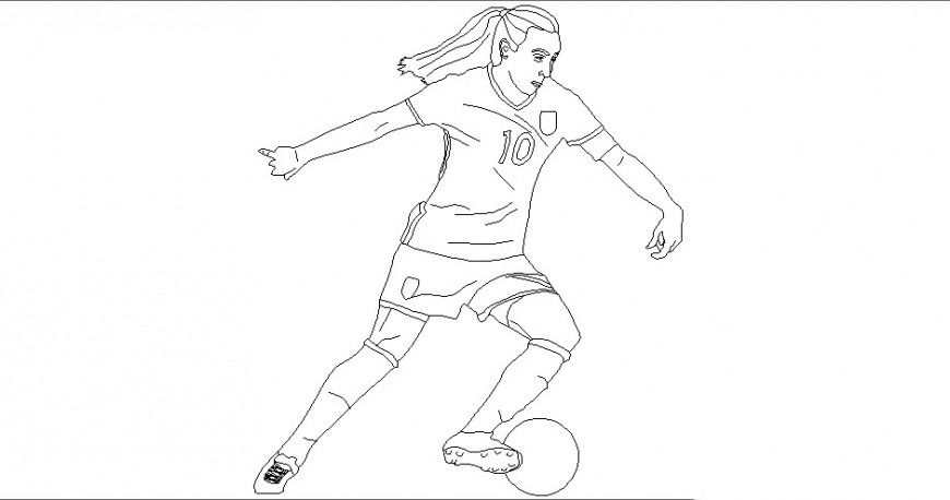 Foot ball playing women block in auto cad