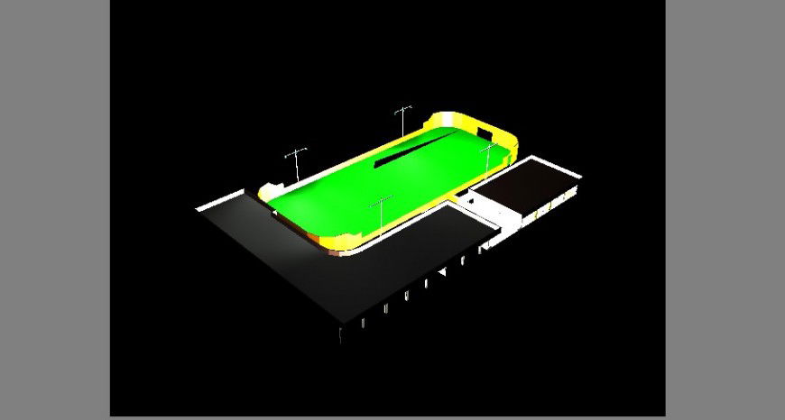 Foot ball sports court and center 3d model cad drawing details dwg file