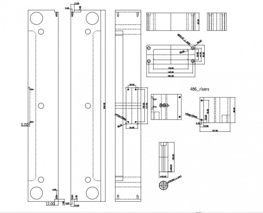 Foot base plan and electrical installation details dwg file