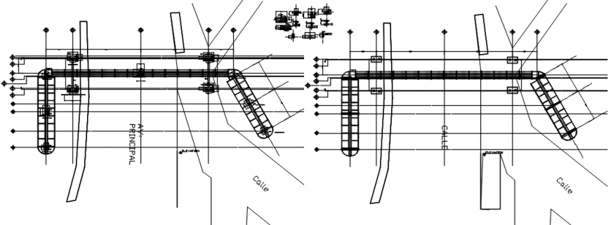 Foot bridge constructive section and structure details dwg file