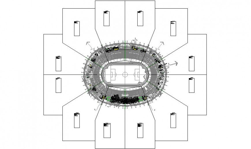 Football court playground detail plan in autocad