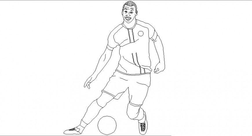 Football player with the ball silhouette position in auto cad file
