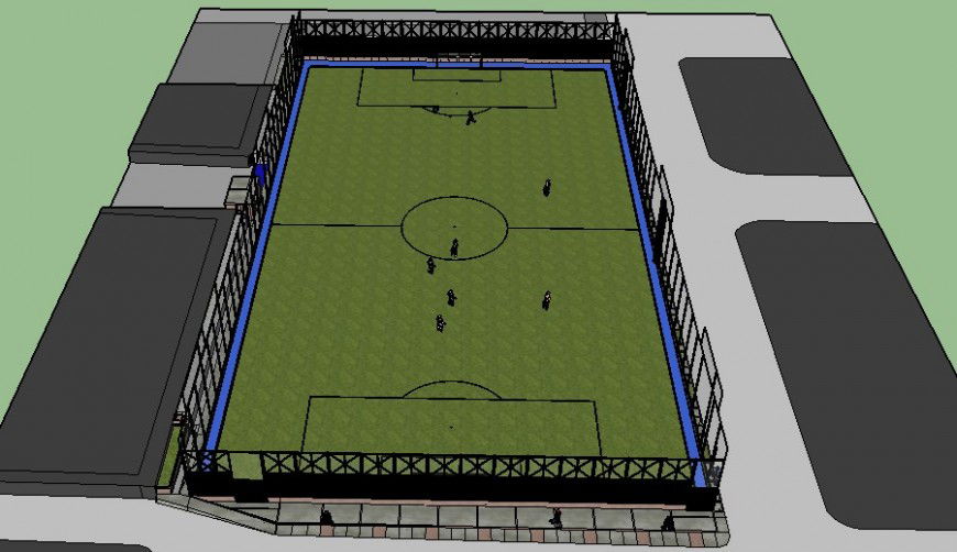 Football stadium 3d model in Sketch Up file.