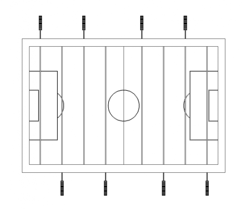 Football Table detail 2d view layout file in dwg format