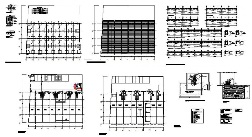 Footing and structure drawing of Small shopping centre in dwg file.