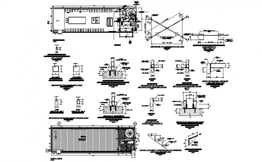 Footing details of construction blocks drawing in autocad software
