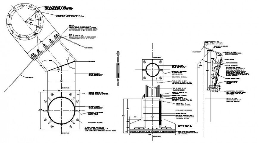 Footing foundation structure details drawing in autocad