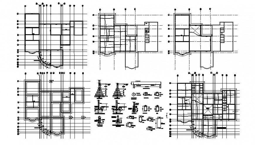 Footing plan and structural drawings details in autocad