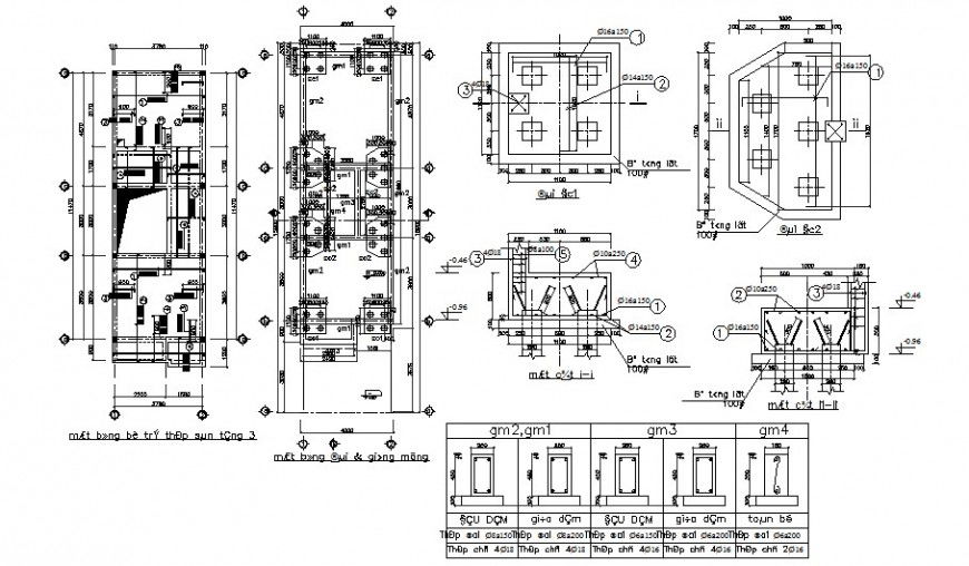 Footing RCC structure blocks detail drawing in Autocad