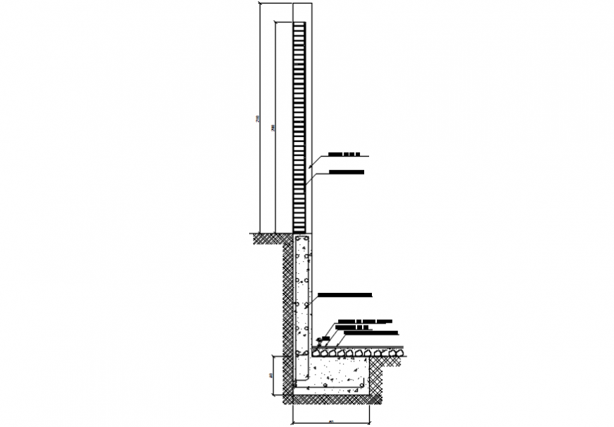 Footing section and construction cad drawing details dwg file