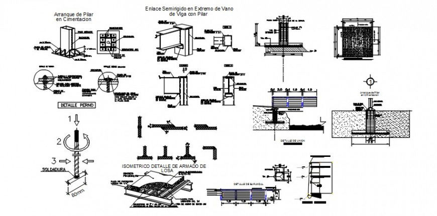 Footing structure 2d view CAD construction blocks dwg file