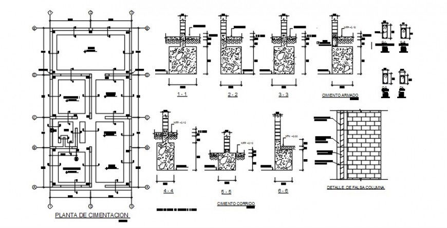 Footing structure plan and foundation details dwg file