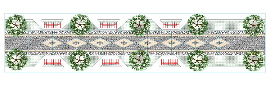 Footpath detail elevation 2d view CAD structure layout file