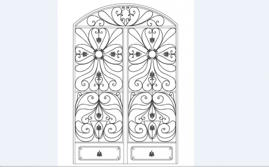 Forged cute garden gate elevation block drawing details dwg file