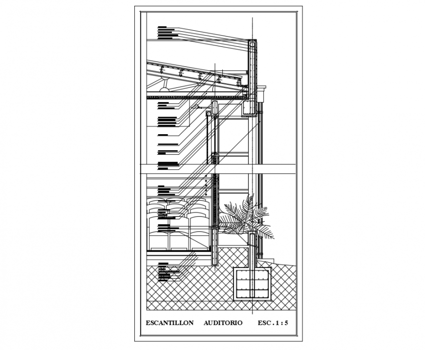 Forges square office building constructive-sectional details dwg file