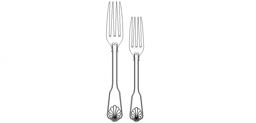 Fork spoon design with an elevation of plan dwg file