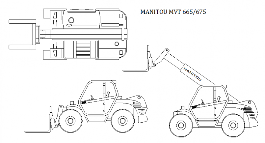 Forklift truck front elevation dwg file