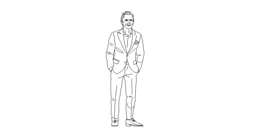 Formal wear men detail drawing in autocad
