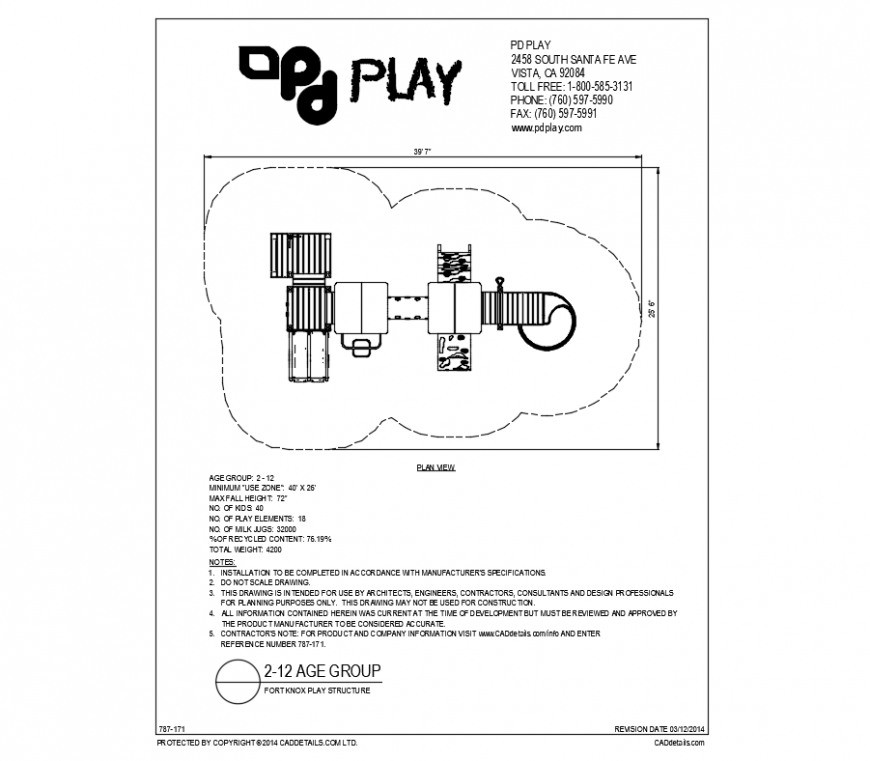 Fort knox structure play equipment details of garden dwg file