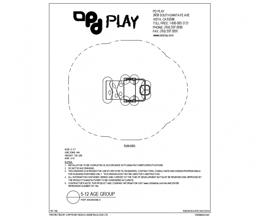 Fort shoshone two play equipment details of garden dwg file
