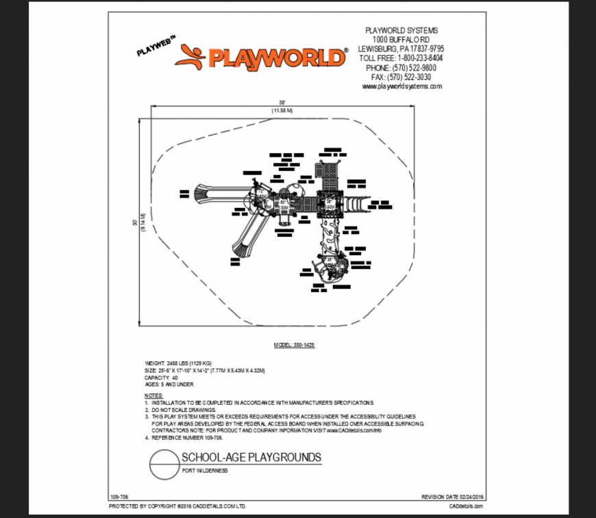 Fort welderness school age play ground play area structure details dwg file