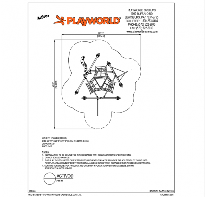 Forte rope style garden play equipment details of for children dwg file