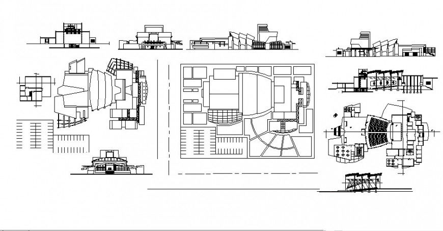 Forth stage Theater project plan and elevation in auto cad software