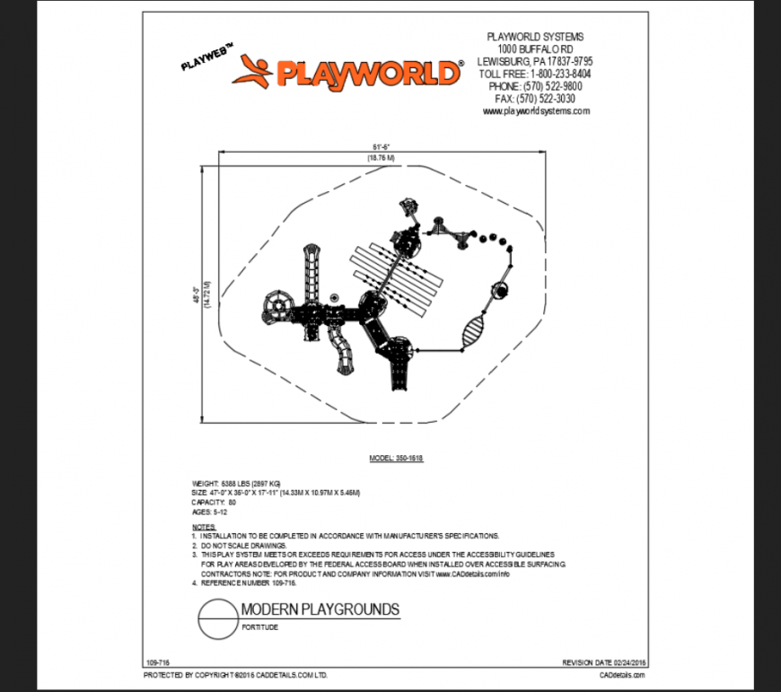 Fortitude themed park play area modern playground structure details dwg file